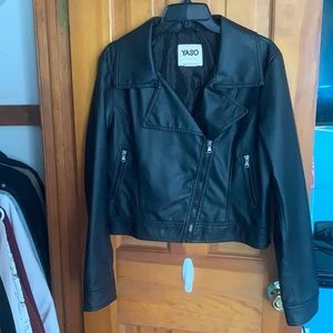 Faux black leather jacket